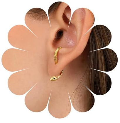 Aneneiceera Gothic Schlange Ohrstecker Ohrringe Gold Schlange Ohrstecker Punk Schlange Schlangen Ohrringe Halloween Schlange Ohrringe Schmuck Für Frauen Und Mädchen (gold)
