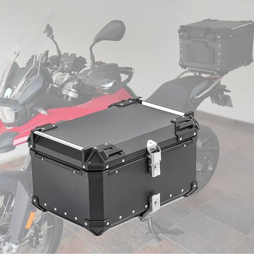 Baúl Para Moto De Doble Llave Maleta De Moto De Aluminio Resistente Para Motocicleta Con Respaldo Y Montaje 28L 36L 45L 55L 65L 80L 100L Caja De La Cola De La Motocicleta ( Color : Black , Size : 28L
