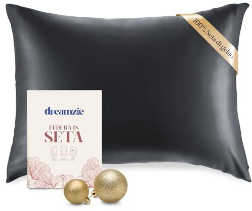 Dreamzie - Seidenkissenbezug 40x60cm - 100% Seide - Dunkelgrau | Oeko-Tex zertifiziert · mit Reißverschluss · Kissenbezug Seide · 100% Maulbeerseide · 19 Momme · für Haare & Haut