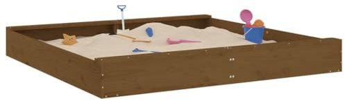 Gecheer Sandkasten, Garten Spielhaus, Sandbox, Holzsandkasten mit Sitzen Quadratisch