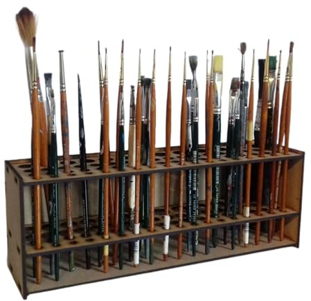 Supporto Per Pennelli Pittura - 67 Fori Porta Pennelli Per Pittura In Legno | Porta Pennelli Per Artisti | Organizer Per Montaggio A Parete | Supporto Multifunzionale Per Matite, Pennelli Da Trucco