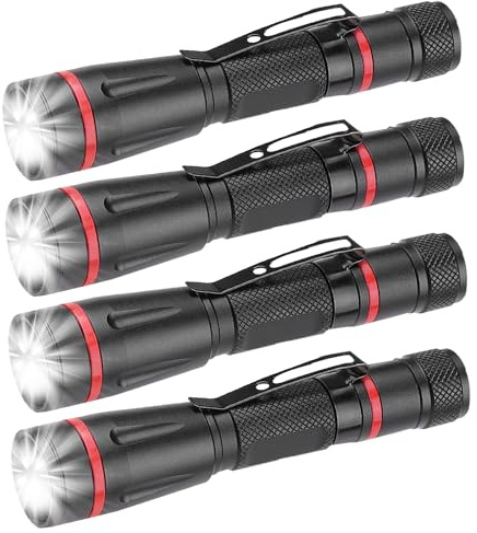 MODOAO Mini linterna pequeña ultra brillante, linternas de mano, con zoom, impermeable, linterna LED delgada para camping, exteriores (paquete de 4)
