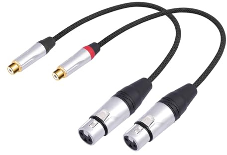 HUALEU Confezione da 2 cavi audio bilanciati da RCA femmina a 3 pin XLR femmina da 3 pin a cavo audio sbilanciato; cavo bilanciato XLR familiare a RCA femmina sbilanciato per amplificatore di potenza,
