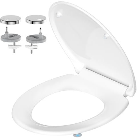 YEAUPE PRO Tapa Wc Forma O Universal, Asiento de Inodoro de Cierre Suave en Forma de O con Liberación Rápida para una Fácil Limpieza, Blanco, 44,6 x 37,2 x 5,2 cm