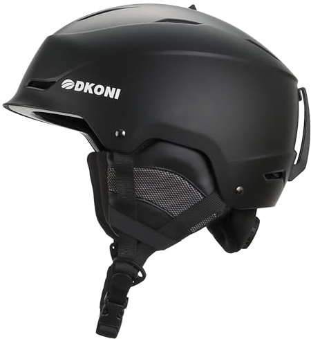 DKONI Skihelm & Snowboardhelm für Herren, Damen & Kinder, Verstellbare Passform, 3-stufiges Belüftungssystem, Robuste PC-Schale mit EPS-Schaum (Schwarz, M: 54-58cm)