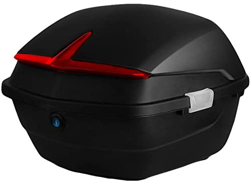 Motorradkoffer, universelle Motorrad-Touren-Heckbox, Topcase zur Gepäckaufbewahrung für Helme, Aufbewahrungsbox für Moped-/Rollerschlösser, doppelte Schnallenverstärkung (Farbe: Schwarz)