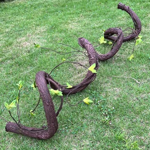 WAIFOMEI Bendable Artificial Tree Twigs Cane Vine Branches Largre 6.3Ft Fake Plants Trunk Animal Climbing Garland with Leaves for Home Garden Wall Hanging Decoration