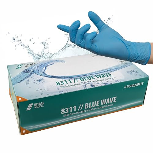 G.I.V. - Reinigungstechnik Nitril Einweghandschuhe 1x100 - Größe M, Latexfreie & Puderfreie Nitrilhandschuhe - Chemikaliensicher, Hygienisch & reißfest - Einmalhandschuhe für Gewerbe & Heimgebrauch