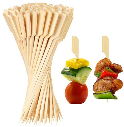 HANIUTTY 200 piezas Palillos de Madera, 9cm Pinchos de Bambú Brochetas de Bambú Palillos para Aperitivos para Cócteles, Parrillas, Aperitivos, Frutas, Barbacoas y Sándwiches