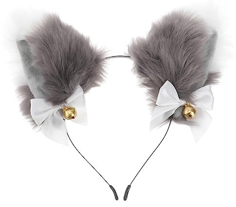 Healvian Niedliches Fuchsohren Haarband Mit Glocken Flauschiges Plüsch Hörnchen Stirnband Für Cosplay Karneval Kostümparty Und Alltag Geeignet Für Frauen Und Mädchen Leicht Und Komfortabel