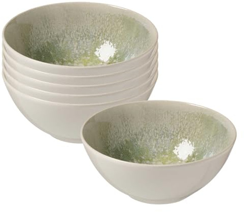 Ritzenhoff & Breker Cecina Müslischalen 6er Set, 16 cm, Moderne Dessertschalen im Manufaktur-Look, Mix & Match-Geschirr, Spülmaschinenfest und Alltagstauglich, Steinzeug, Jade