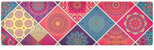ZRWLUCKY Sottopentola da tavolo in stile bohémien con mandala colorati, per piatti caldi, resistente al calore, tappetino da lavoro e runner da tavolo da esterno, impermeabile, per tavolino da caffè,