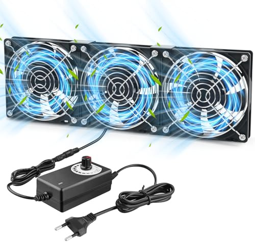 PC-Lüfter 120 mm 12 V PC-Lüfter mit einstellbaren Geschwindigkeiten, ZAKVOP Computerlüfter AC 220 V-240 V, 3 000 U/M, Computerlüfter für Computer-Laptop-Router (3)