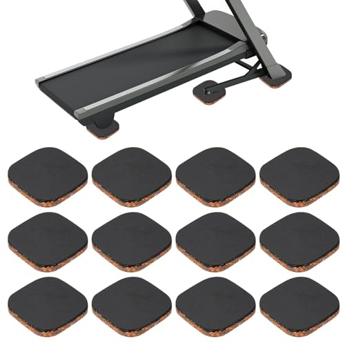PATIKIL 12 Pcs Treadmill Mat Pads, 4x4x0.6 High Density Foam Anti Vibration Pad Sound Proof Floor Mat Exercise Equipment Mat for Carpet Protect Noise Reduction Home Gym, Black