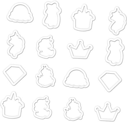 OUNONA 16piezas Cortadores De Galletas De Plástico Moldes Galletas Unicornio Accesorios Para Hornear