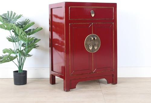 BEDOIN Red Elmwood Chinesischer Ming-Schrank, einfacher antiker alter Telefonschrank, Sofa, Sideboard, solide, natürliche Oberfläche, für Wohnzimmer, Schlafzimmer, Hotel, Apartment, rot, 2–50 x 32 x