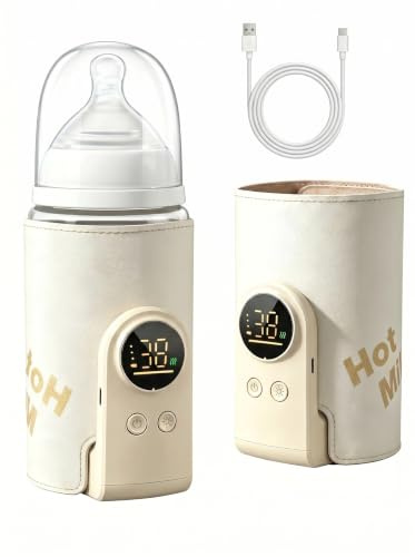 Scaldabiberon per bambini, portatile, con display LCD, ricarica USB, scaldabiberon, per bambini in viaggio e a casa