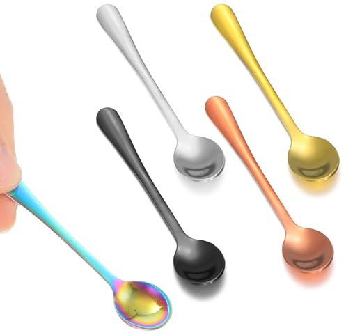 5 PCS Mini Spoon for Spices, Stainless Steel Salt Small Spoons for Spice Jar, Multicolor Tiny Spoon Shovel Home Supplies, Desserts