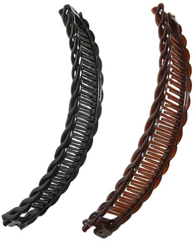 2Pièces Pince Cheveux,Banane Femme Hair Banana Clip Pinces,à Bananes Classique Curly,Poisson Queue Attache Accessoire,Chic Bouclés Clips,Epais Grande Hairpin,Grosse Plate Barrette Chignon,pour Femmes