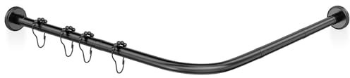 Asta per tenda da doccia curva regolabile, senza foratura, 60 cm, 160 cm, in acciaio inox, ad angolo, per vasca da bagno, design salvaspazio