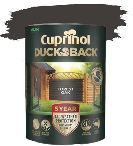 DUAYRA Ducksback Fence Paint 5L | All Weather Protection Paints | Outdoor Sheds Fence Wood Treatment | Low VOC - 10m²/L Coverage | Quick Drying Waterproof | Non Drip, Wex-Enriched | (Forest Oak)