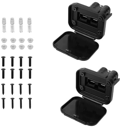 2pz Connettori Rapidi per Cavi da 50A con Supporto e Tappo, 12-6 AWG Connettore Rapido Batteria 12V-36V Spina SB50 Impermeabile per Auto Camper Verricello Barca Rimorchio ATV (Nero)
