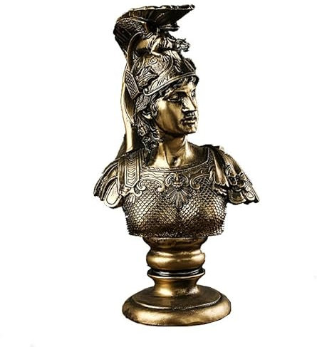 Statua di busto guerriero retrò europeo - Figura in resina con design classico armatura, ornamenti in stile vintage per libreria, bar o ristorante, decorazione artistica militare