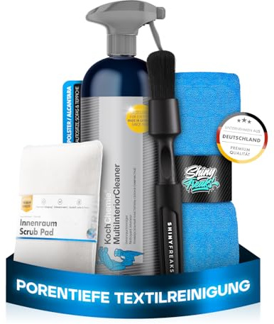 Koch Chemie Multi Interior Cleaner (750ml) Innen Reiniger + Scrub Pad + Pinsel + weiches Mikrofasertuch | Cockpit Reiniger für Kunststoff, Polster, Leder, Cockpitpflege, Auto Reinigungsset | 4-teilig