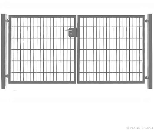 Einfahrtstor 250 x 123 cm 2-flügelig Verzinkt Tor Hoftor Doppeltor Gartentor mit Pfosten
