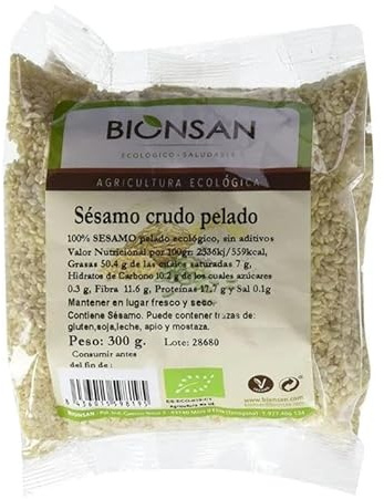 Sésamo Crudo Pelado Bio 300g | Semillas Ecológicas | Fuente de Calcio, Fibra y Proteínas | Apto para Veganos