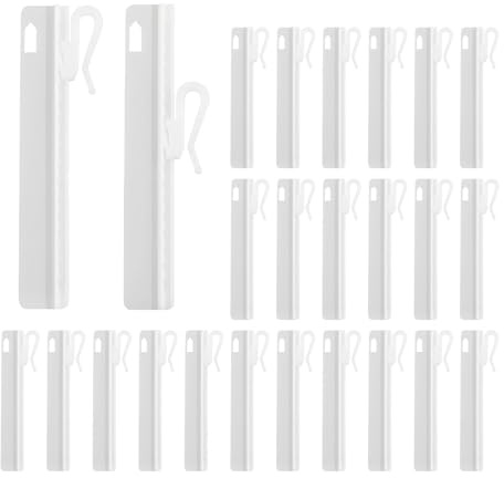 DCYQAIN 25-Pack Adjustable Curtain Hooks, White Plastic Clip-On Drapery Hooks with Pinch Clip, Universal Window Treatment Accessories for Curtain Tracks & Rods