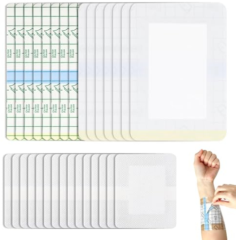 30PCS Waterproof Dressings for Wounds 6×7 10×15CM Waterproof Plasters Large | with Cotton Pad Waterproof Dressing for Swimming Showering Adhesive Wound Dressing Pads for Cuts Scrapes Abrasions Sutures