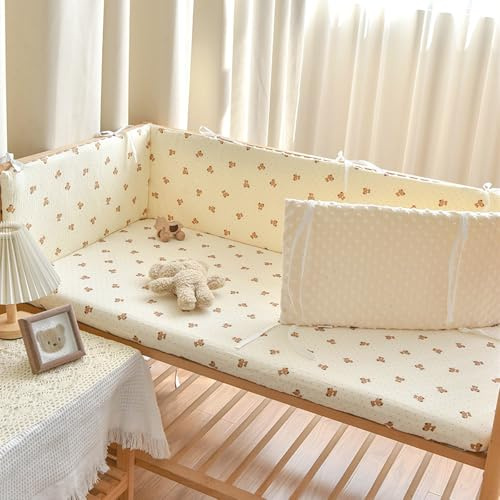 Aocase Airwrap Cot Bumper & Toddler Bed Guard Set, Cushion Side Protectors, Fall Protection Bed Parent Bed, Breathable Mesh Cot Liner Bed Bumper with Padded Rails Adjustable Ties,N05,180×28cm