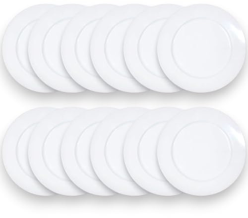 KORAT Set Sottopiatti Decorativi 33 cm in Plastica Rigida – 5 Colori (Rosso, Oro, Argento, Bianco, Rosa Antico) – Decorazione per Tavola Elegante, Eventi, Feste e Matrimoni (12, Bianco)