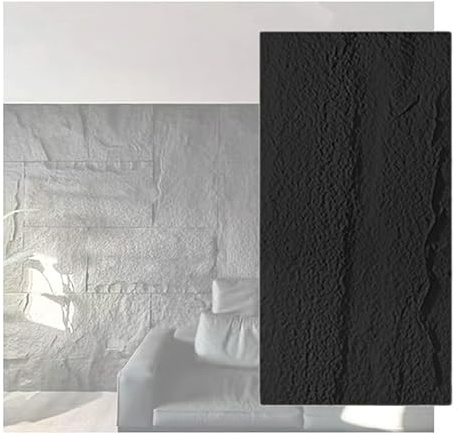 XLIHAWY 3D Faux Stone Wall Panels, PU Wainscoting Panel Wall Decor, Exterior Siding Cement Texture Accent Brick For Improvement(Black,0.6x1.2m/23.6x47.2in/2pcs)