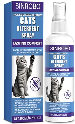 SINROBO Cat Deterrent Spray - Natural Safe Cat Repellent Spray for Furniture Protection,Effective Indoor & Outdoor Training Aid to Stop Pee Spraying, Chewing & Scratching (1 Pcs)