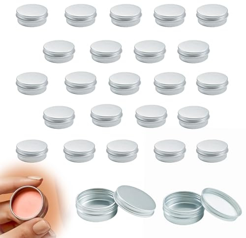 jwtyu 25 Stück Aluminium Döschen 10ml Cremedosen zum Befüllen | Gewindefrei, Mini Lippenbalsam Behälter, für Kerzen DIY Aufbewahrung Gesichtscremes Schmuck Kosmetika