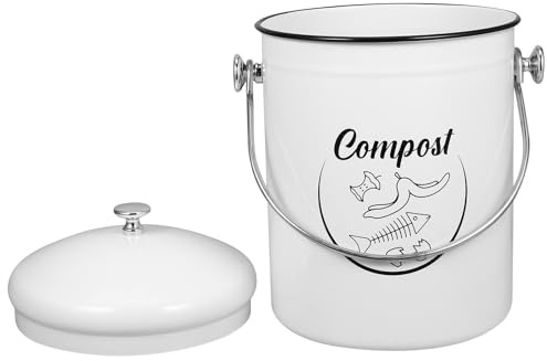 PAMINGONO Contenedor de Compost de Cocina 5l Hierro con Tapa para Residuos de Alimentos Hogar Reciclaje Basura Uso Doméstico