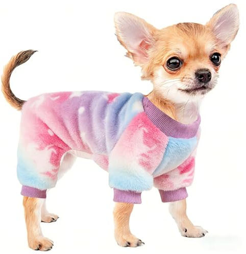 Hundepyjama Kleine Hunde Schlafanzug Fleece Rosa Hundepullover Katzenpullover Herz Hunde Pullover Kleine Hund Hundekleidung Warme für Chihuahua,S