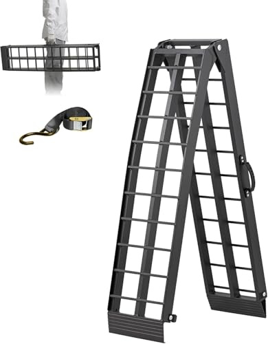 gardhom Auffahrrampe für Anhänger Klappbar Alu 340kg 226x30x5cm Auffahrrampe Motorrad Laderampe für PKW, Rollstuhl, Fahrrad und Auto