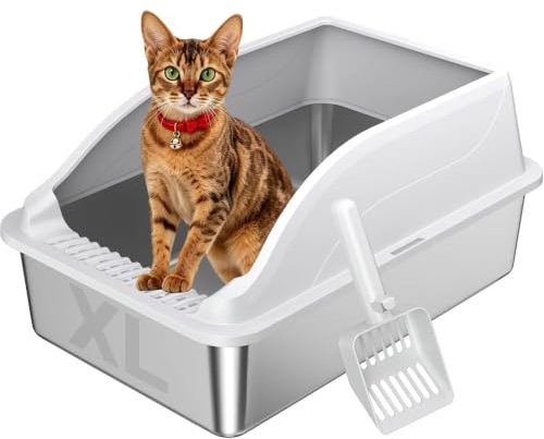 Kattlåda i rostfritt stål 36L, luktfri, lätt att rengöra non-stick