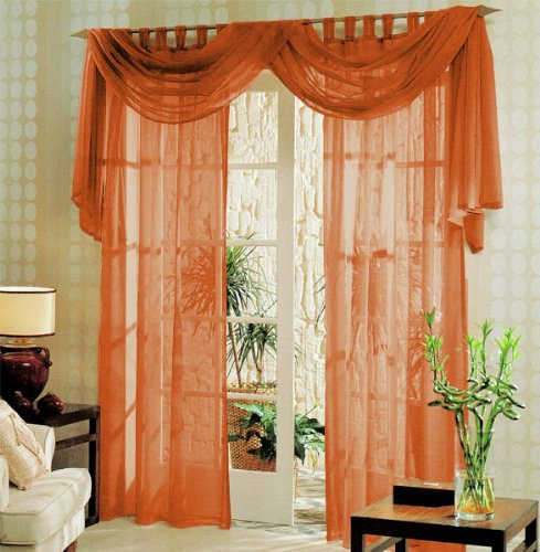 Voile komplett GARDINEN Set 3tlg., Terrakotta, 60999