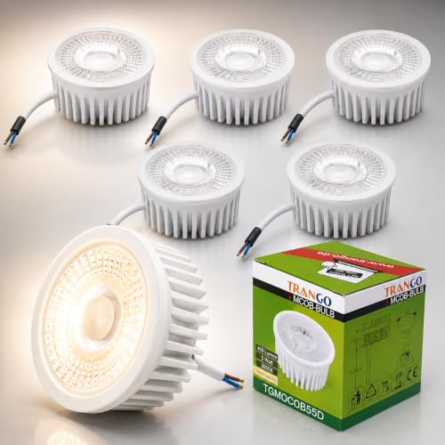 Trango 5er Pack MOCOBSD*5 dimmbar LED Modul Ultra Flach Höhe: 23mm - 3000K warmweiß zum Austauschen GU10 & MR16 Halogen Leuchtmittel für Einbauleuchten, Deckenstrahler, Einbaustrahler, Deckenleuchte
