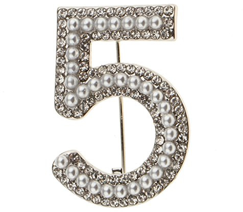 Dolity Damen Nummer 5 Form Brosche -Kristall Strass Pin Anstecknadel Broschennadel - Silber
