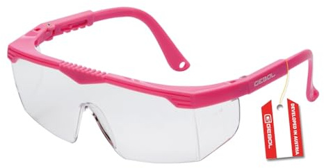 Gebol Safety Kids Schutzbrille aus leichtem und kratzfestem Material - Extra leichte Schutzbrille mit verstellbaren Halterungen - Ideal zum Basteln - Pink