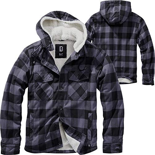 Brandit Lumberjacka med huva för män, svart/grå, 4XL