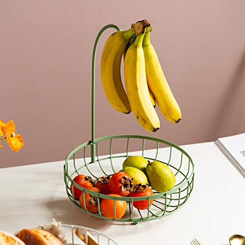 Obstschale mit Bananenhalter, Bananenhalter, Elegant, Obstkorb, mit Bananenbaum-Aufhänger, Ablaufkorb, Obstschale, Aufbewahrungskorb,Green