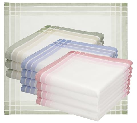 Betz 12er Damen Stoff Taschentücher Set Selma Größe ca. 28x28 cm 100% Baumwolle