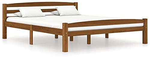 Tidyard Struttura Letto Singolo/Matrimoniale in Legno Massello di Pino con Doche 90/120/140/160/200x200 cm,Giroletto Matrimoniale in Legno Massello di Pino con Doghe,Letto Moderno,Letto con Doghe