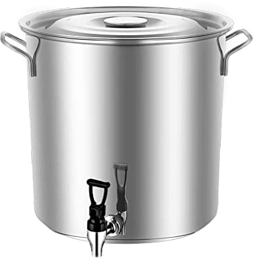 XJZHJXB Suppentopf mit Deckel Suppentopf mit Wasserhahn Rostfreier Stahl Wein Eimer 10-90L Milchkanne Schongarer (Color : Silver, Size : 30 * 30cm(20L))
